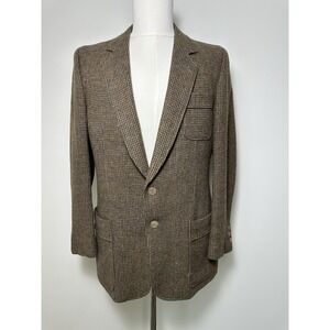 VTG 80s Van Gils Belgian Wool Tweed Blazer Brown 2-Button Mens 38R